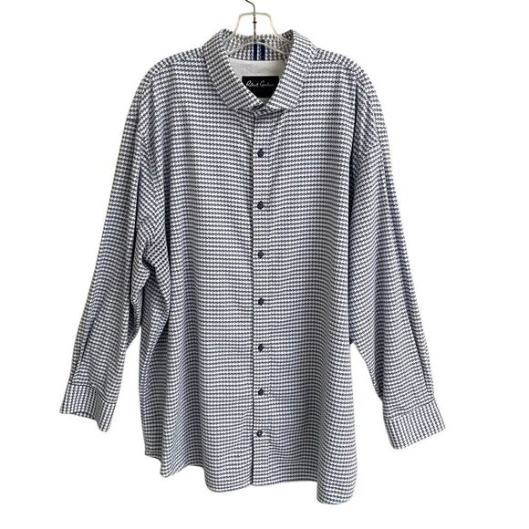 Robert Graham Houndstooth Long Sleeve Button-down Shirt Men’s 3XLT Blue & White - Picture 1 of 5